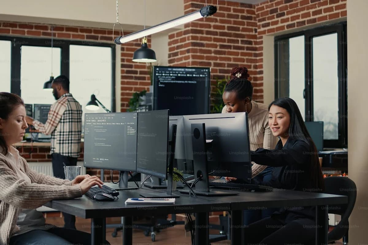 Software engineers collaborating on technical debt architecture, component code, and system standards